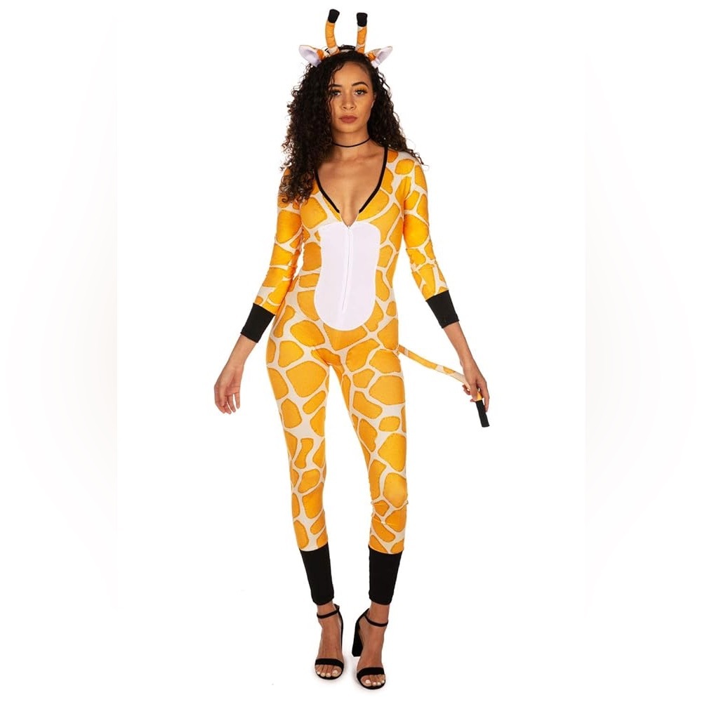 Tipsy Elves' Women's Cute Giraffe Bodysuit Spotted Animal Halloween Costume New!